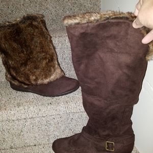 Brown suede boots